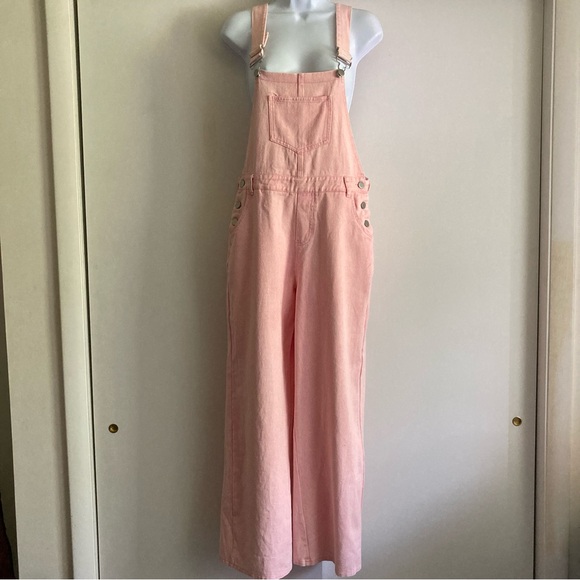 Vici She + Sky Pretty in Pink Denim Overalls, NWOT Sz S - Picture 2 of 16
